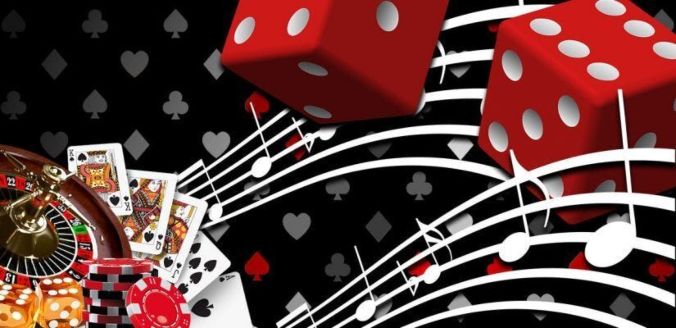 Musical notes and casino items